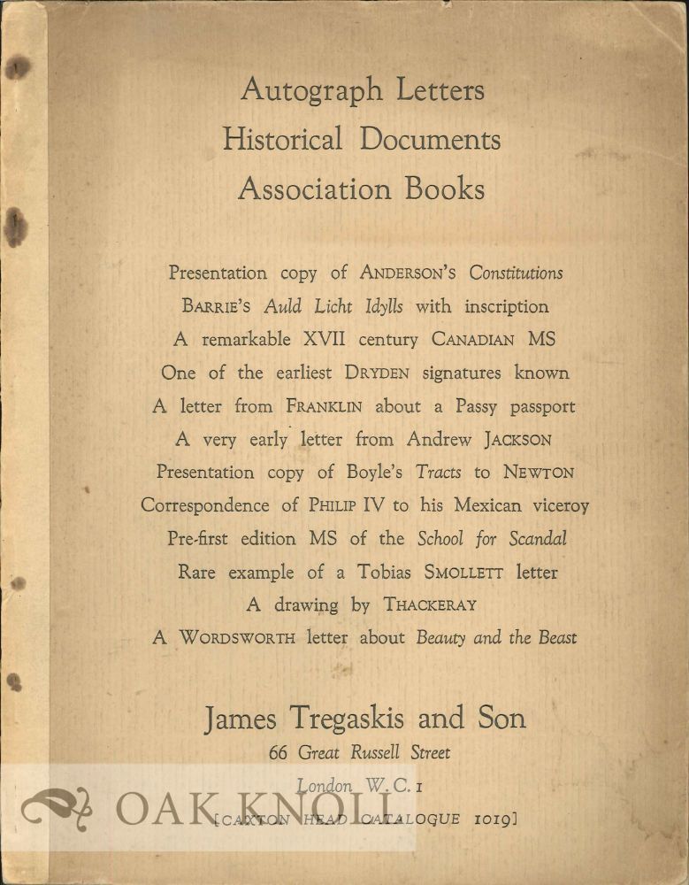 AUTOGRAPH LETTERS HISTORICAL DOCUMENTS ASSOCIATION BOOKS